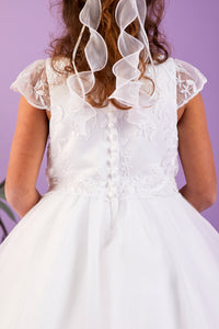 Peridot Girls White Communion Dress:- Lana