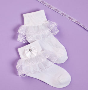 Peridot Girls White Communion Socks:- Macy