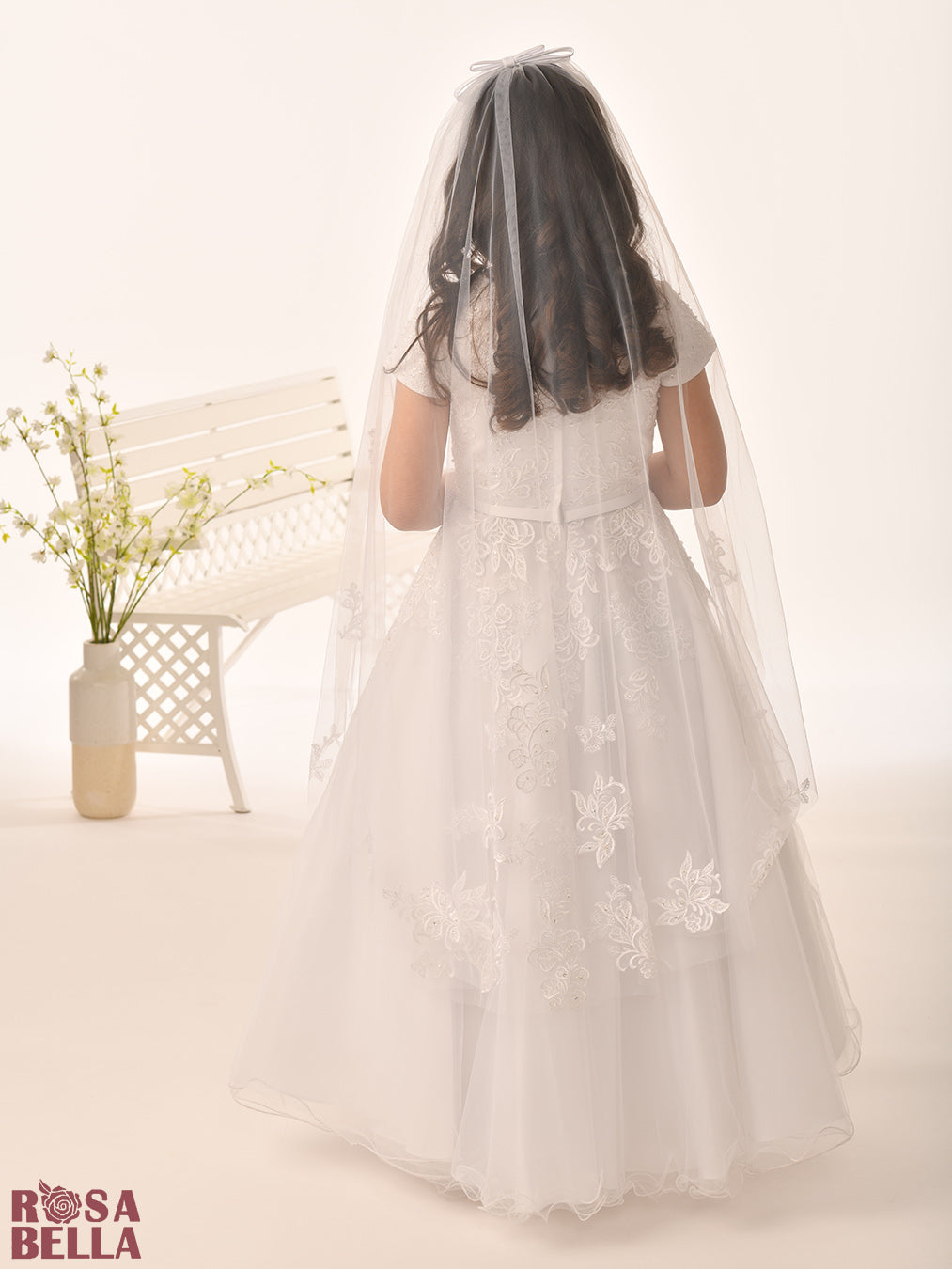 Rosa Bella By Sweetie Pie Girls White Communion Dress:- RB627