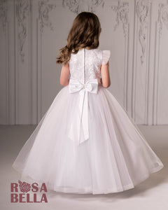 Rosa Bella By Sweetie Pie Girls White Communion Dress:- RB642