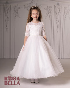Rosa Bella By Sweetie Pie Girls White Communion Dress:- RB644