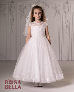Rosa Bella By Sweetie Pie Girls White Communion Dress:- RB646