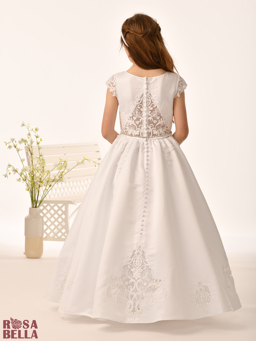 Rosa Bella By Sweetie Pie Girls White Communion Dress:- RB682