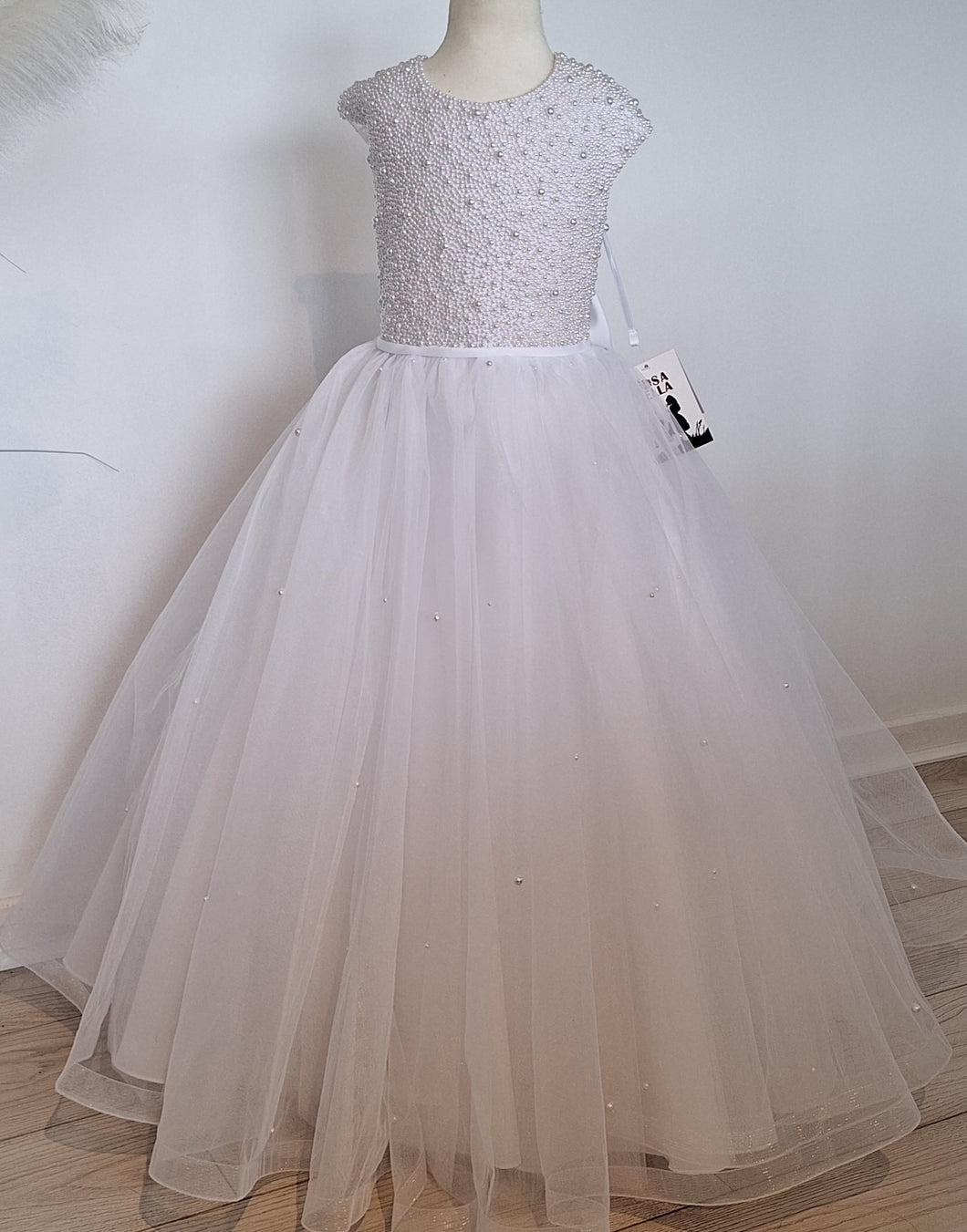 Rosa Bella By Sweetie Pie Girls White Communion Dress:- RB684