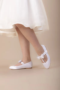 Perfect Bridal White Communion Shoes:- Rosie Flats