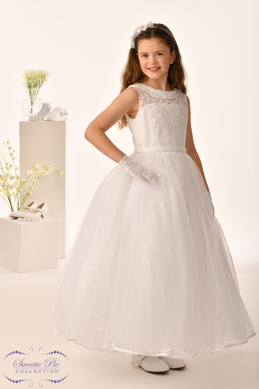 Sweetie Pie Girls White Communion Dress:- 5025