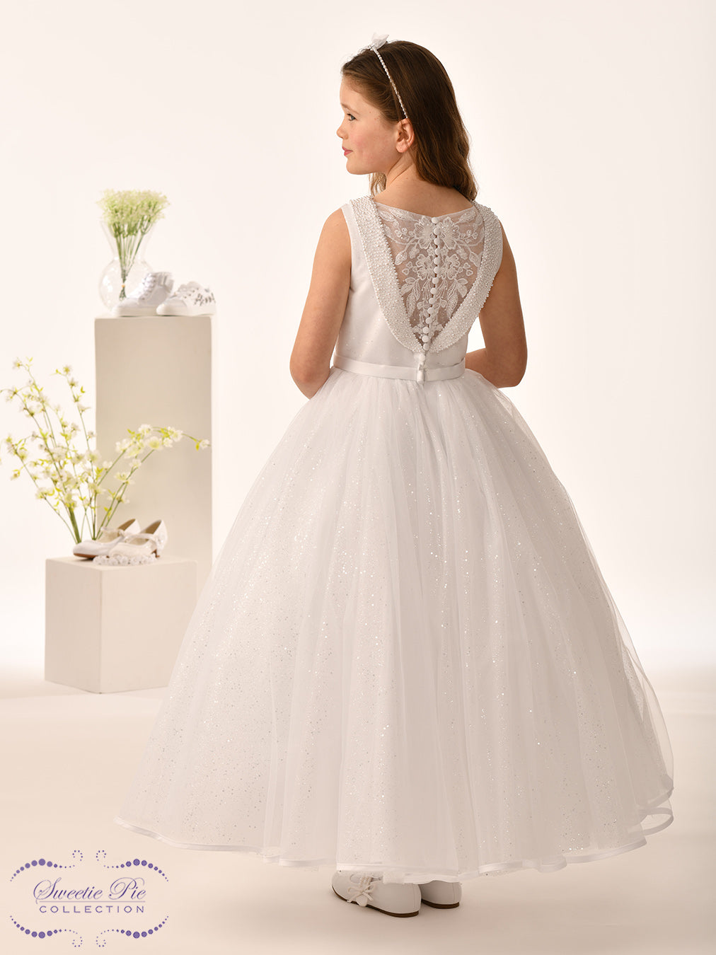 Sweetie Pie Girls White Communion Dress:- 5025