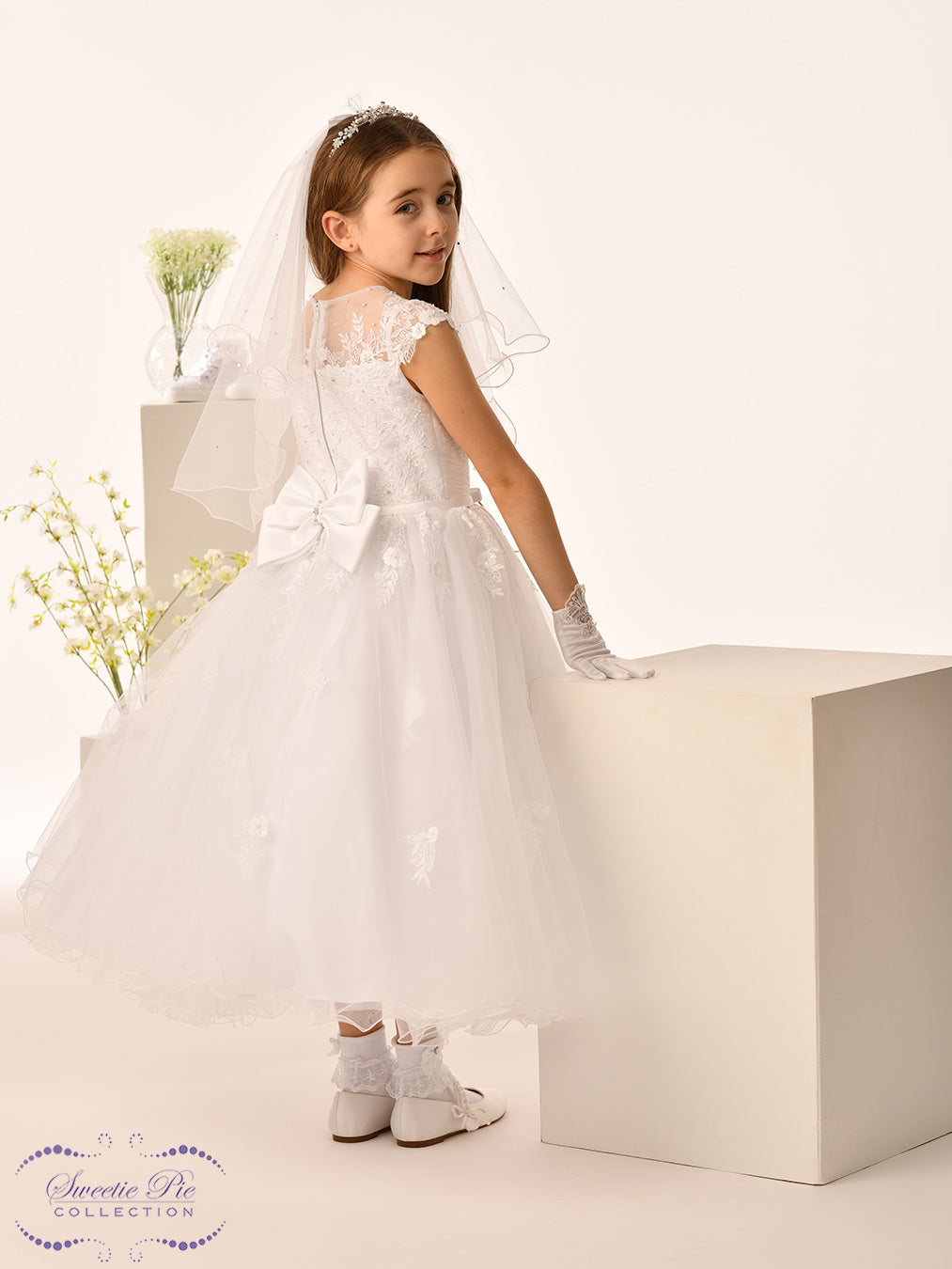 Sweetie Pie Girls White Communion Dress:- 5031