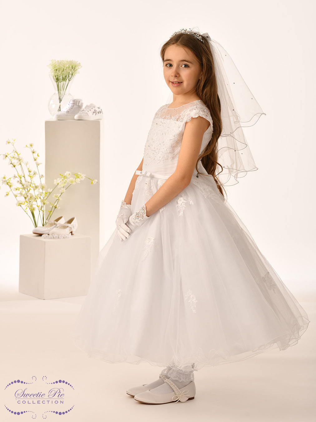 Sweetie Pie Girls White Communion Dress:- 5031