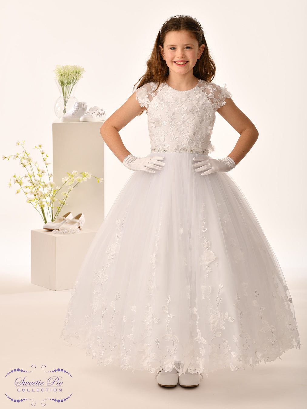 Sweetie Pie Girls White Communion Dress:- 5032