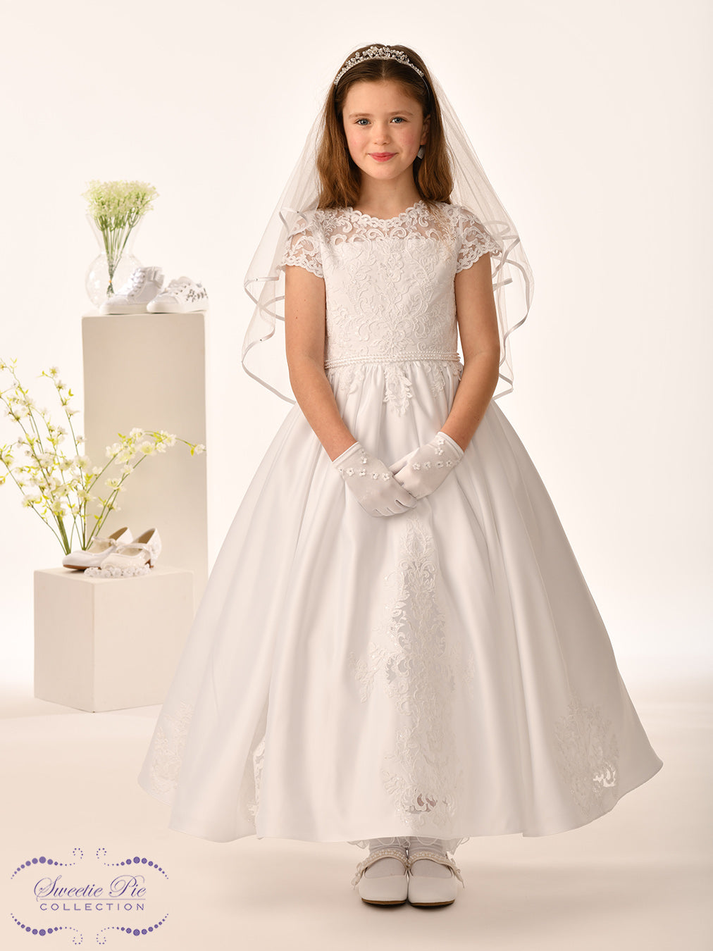 Sweetie Pie Girls White Communion Dress:- 5033