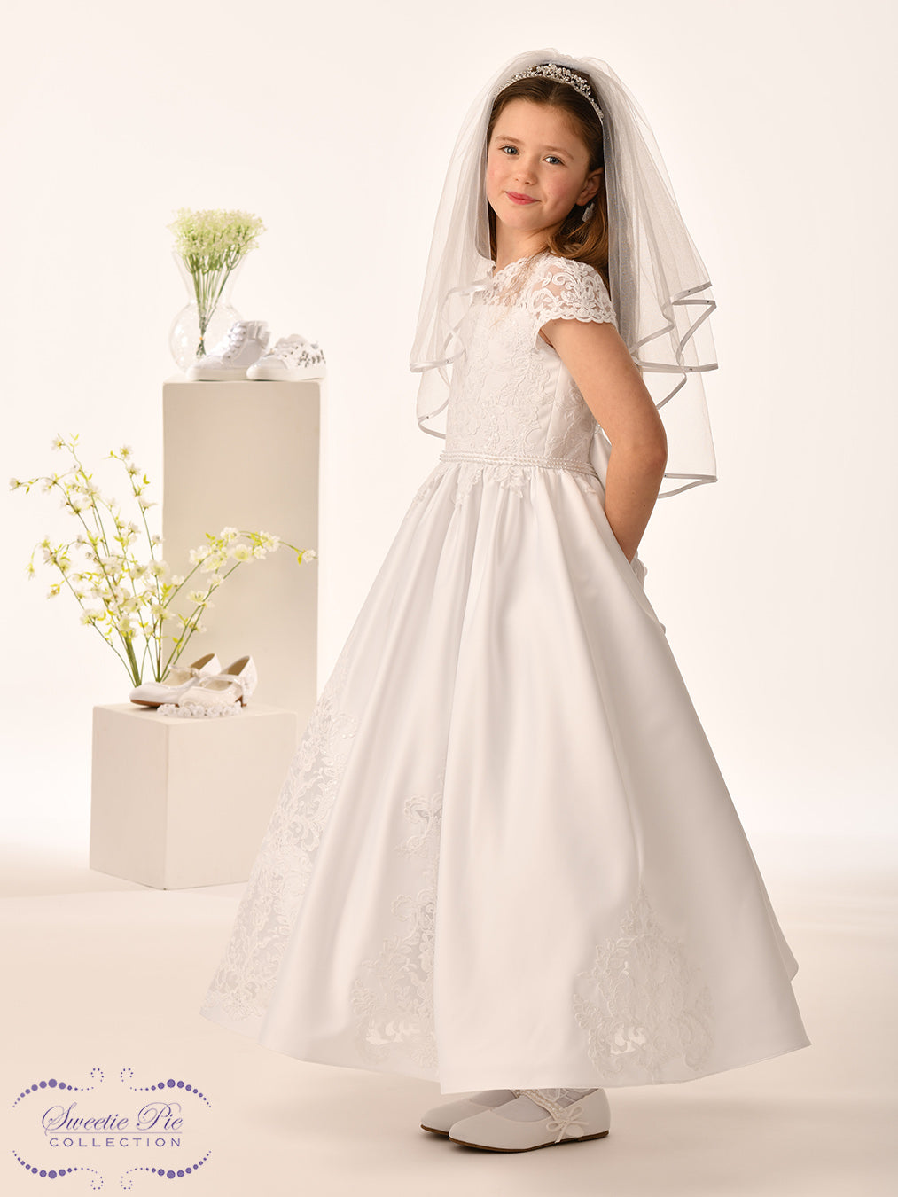 Sweetie Pie Girls White Communion Dress:- 5033