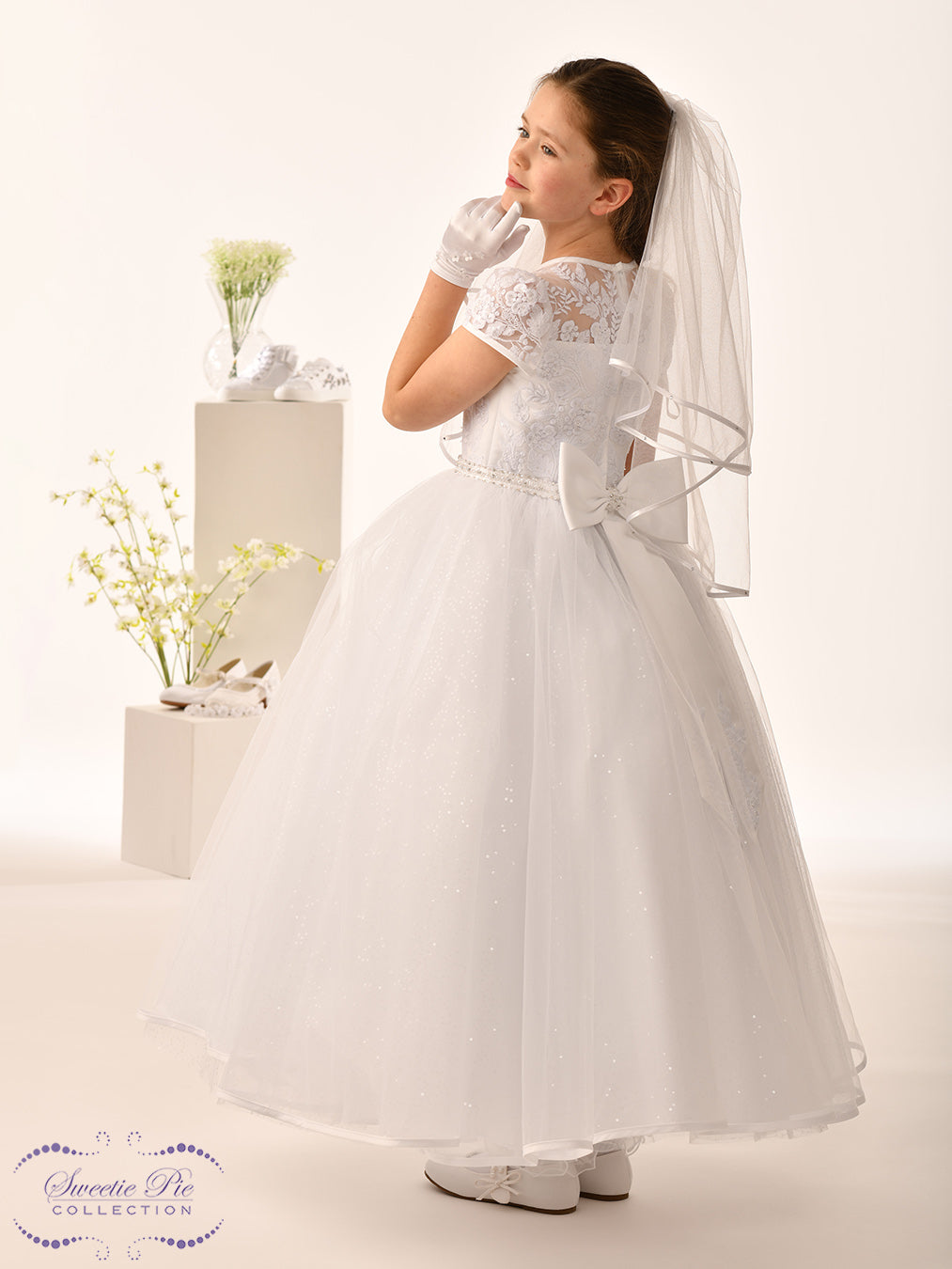 Sweetie Pie Girls White Communion Dress:- 5034