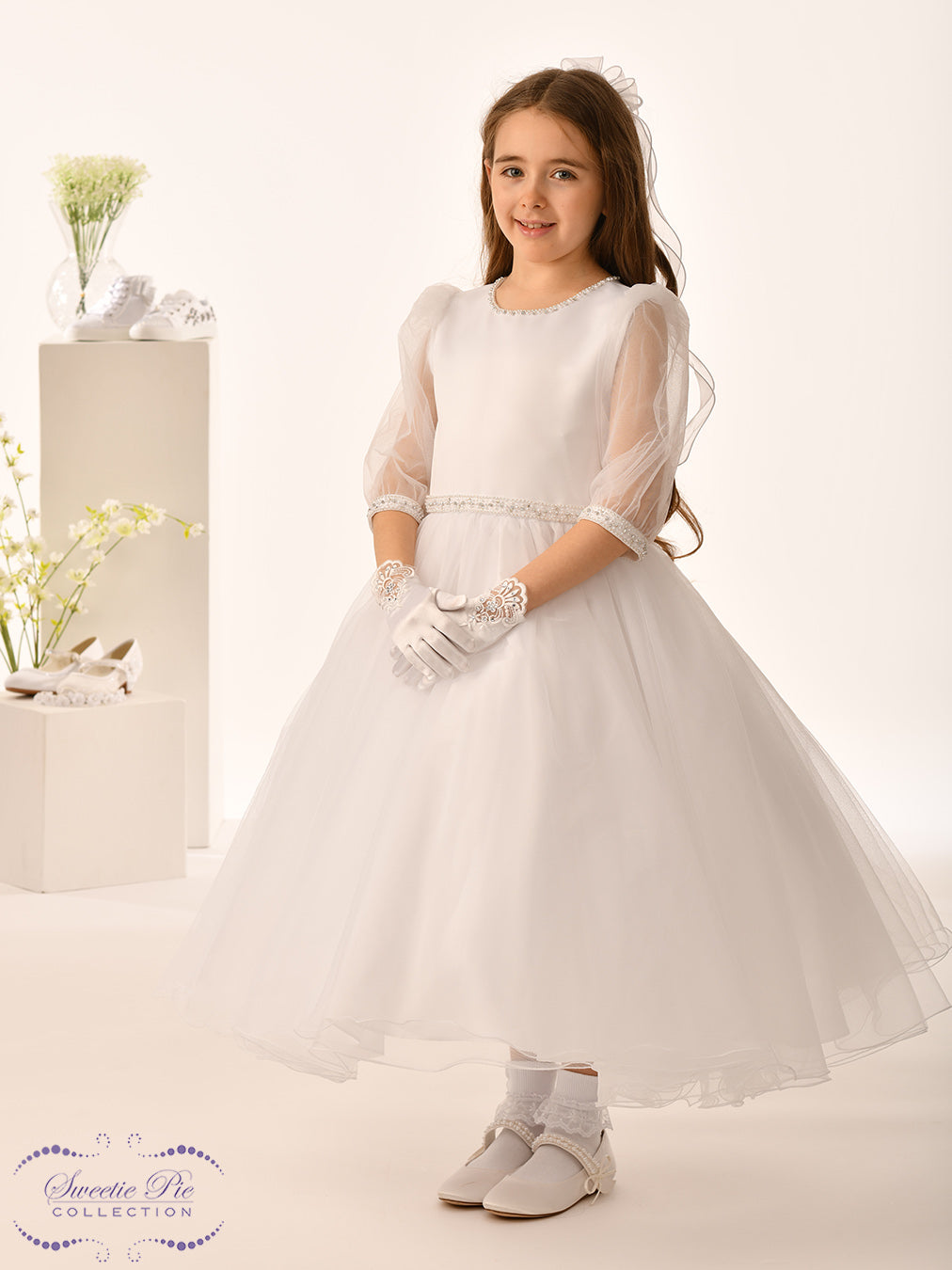 Sweetie Pie Girls White Communion Dress:- 5035