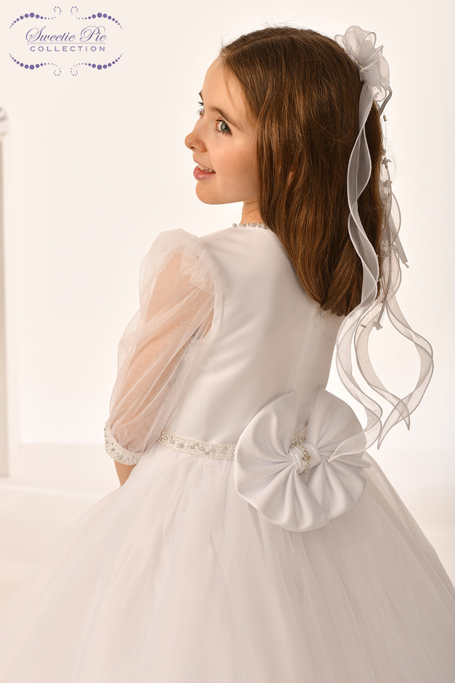 Sweetie Pie Girls White Communion Dress:- 5035