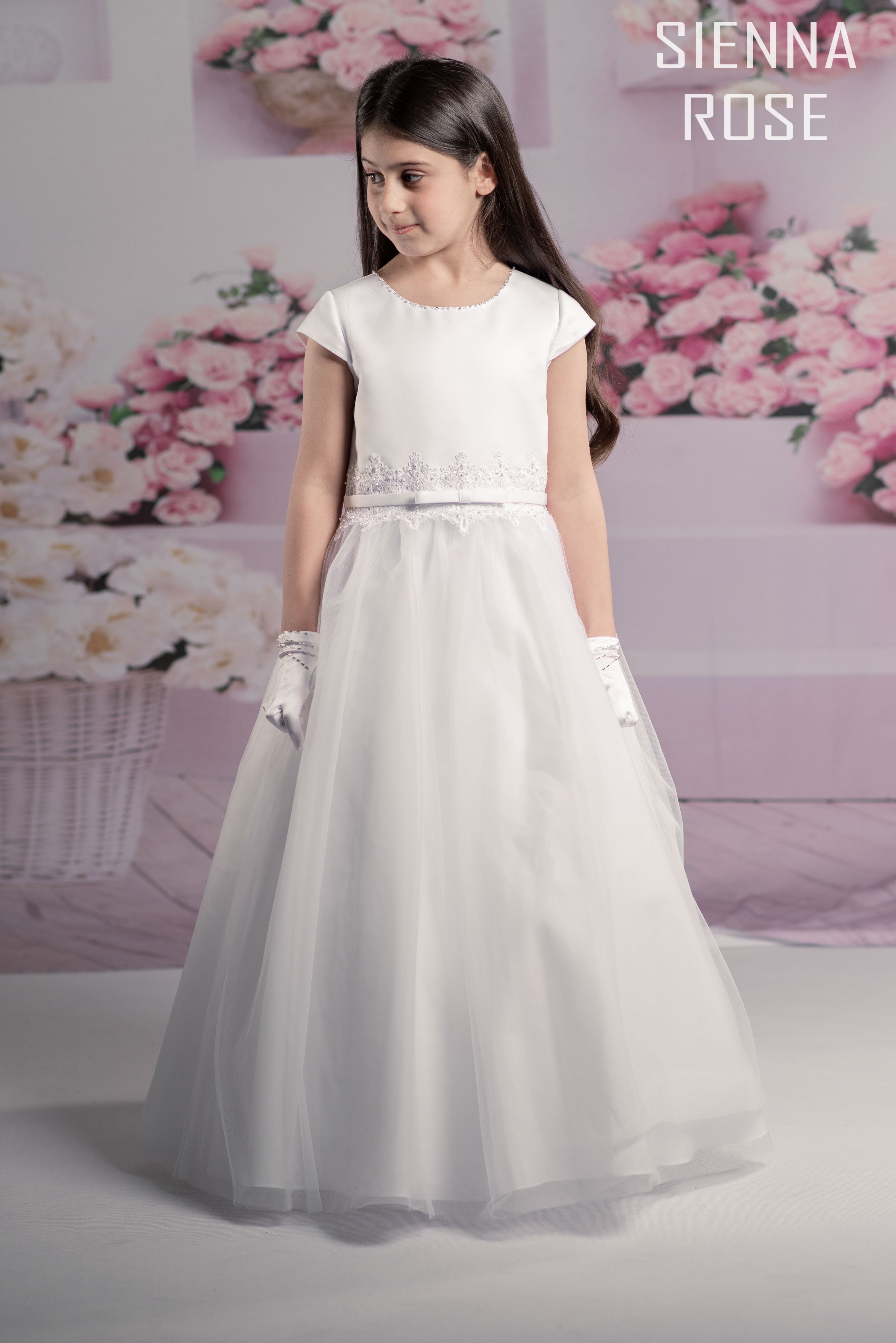 SALE COMMUNION DRESS Sienna Rose By Sweetie Pie Girls White Communion Dress:- SR702S AGE 6 & 7