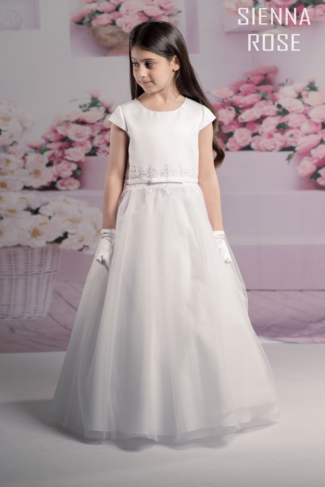 Sienna Rose By Sweetie Pie Girls White Communion Dress:- SR702