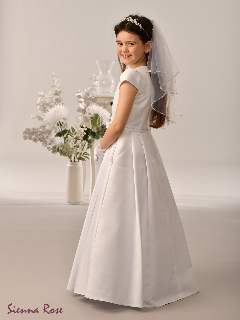 Sienna Rose By Sweetie Pie Girls White Communion Dress:- SR708