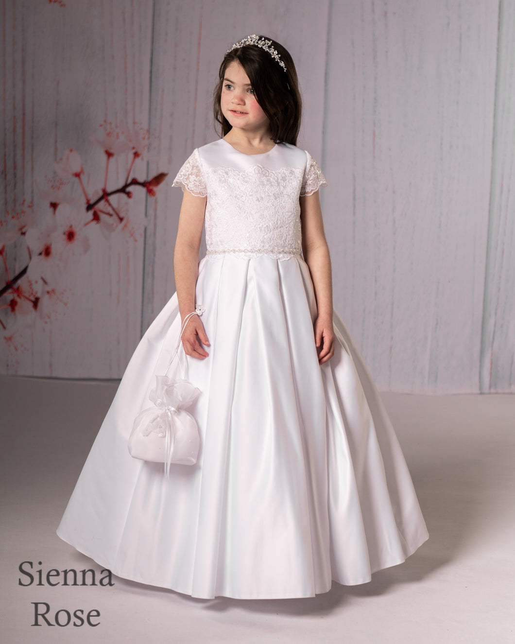 Sienna Rose By Sweetie Pie Girls White Communion Dress:- SR711