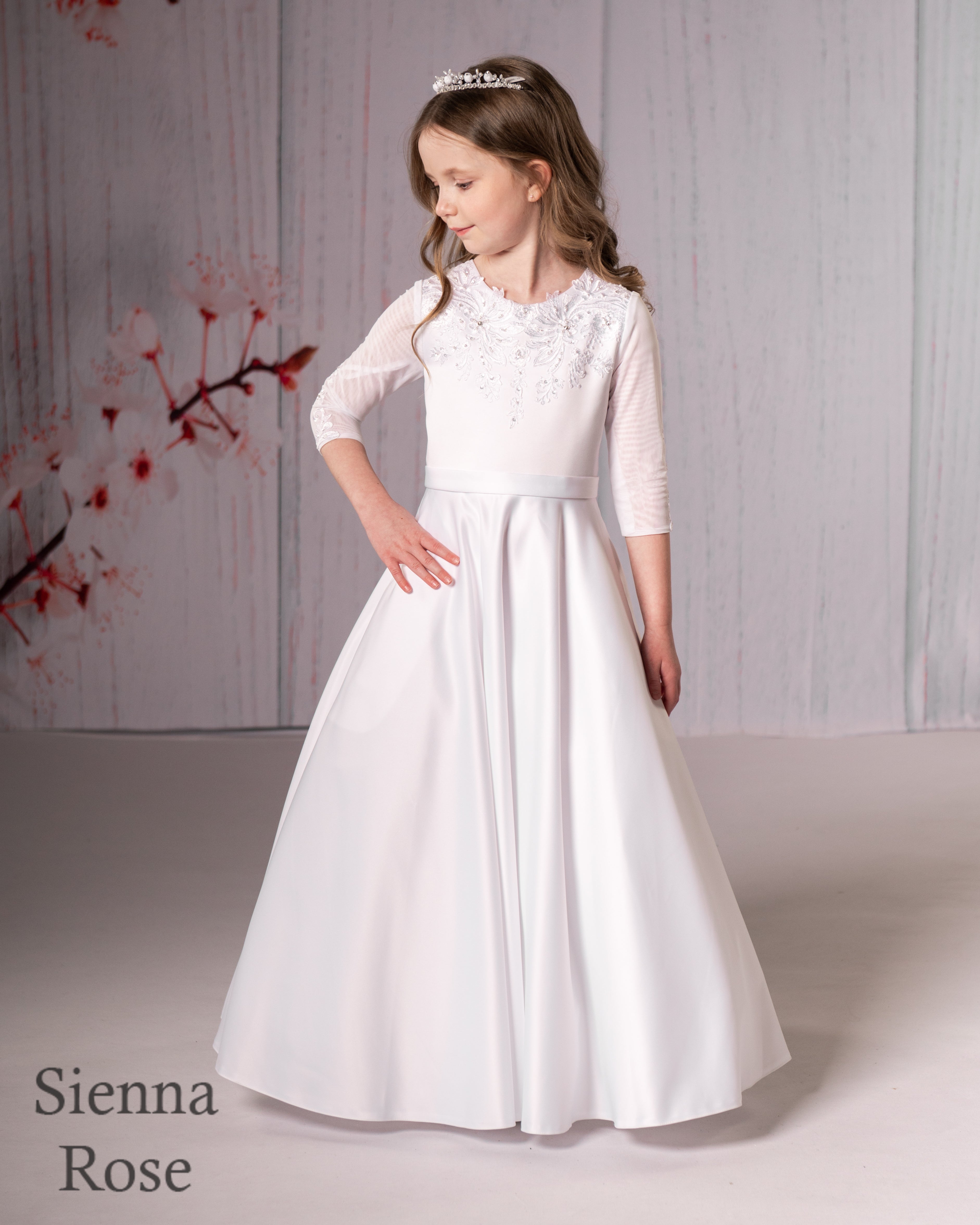 SALE COMMUNION DRESS Sienna Rose By Sweetie Pie Girls White Communion Dress:- SR713 AGE 8