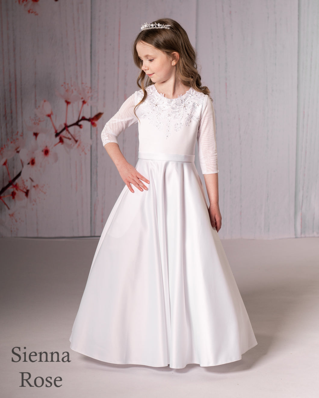Sienna Rose By Sweetie Pie Girls White Communion Dress:- SR713