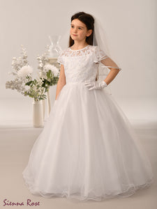 Sienna Rose By Sweetie Pie Girls White Communion Dress:- SR728