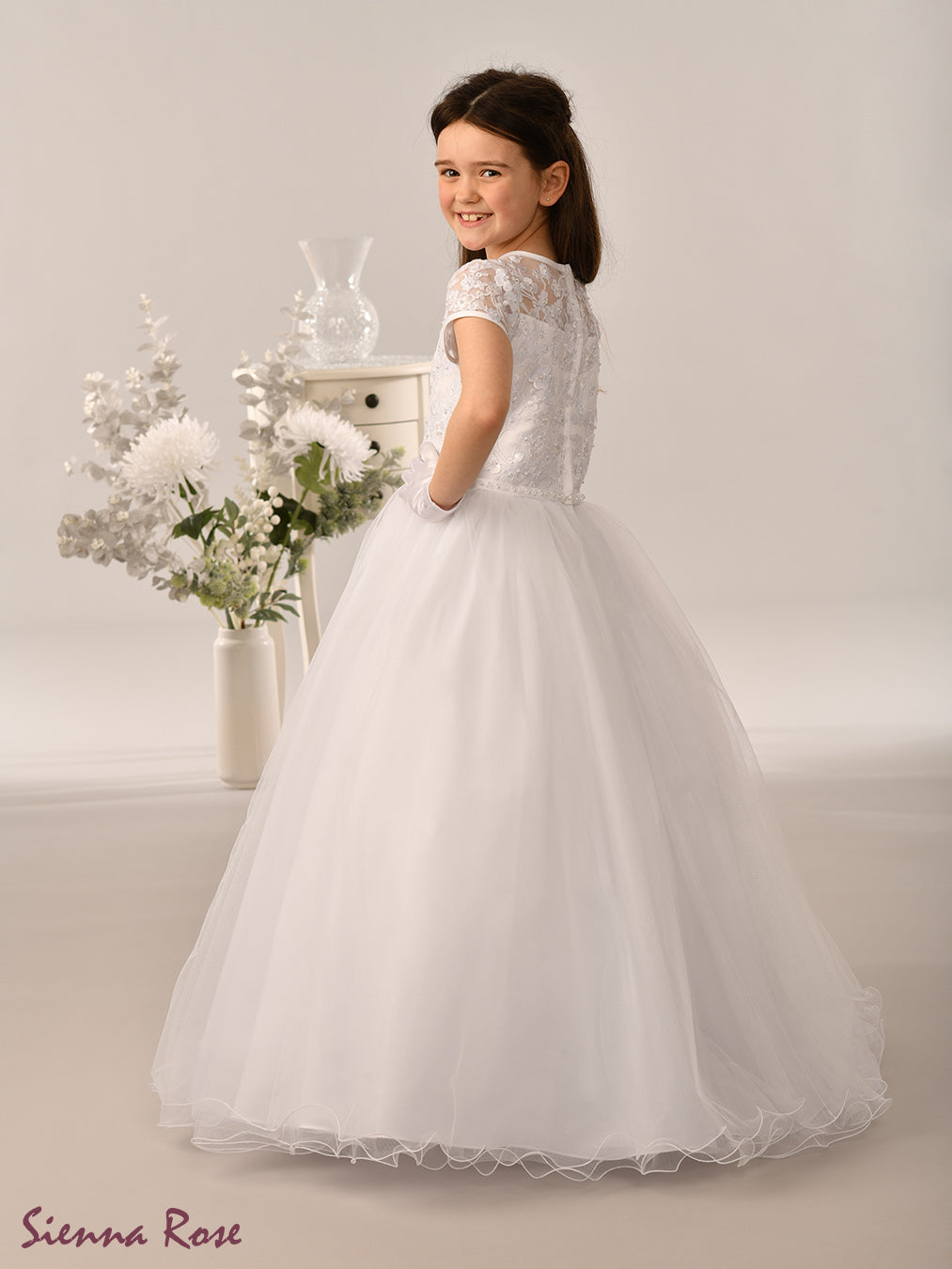 Sienna Rose By Sweetie Pie Girls White Communion Dress:- SR728
