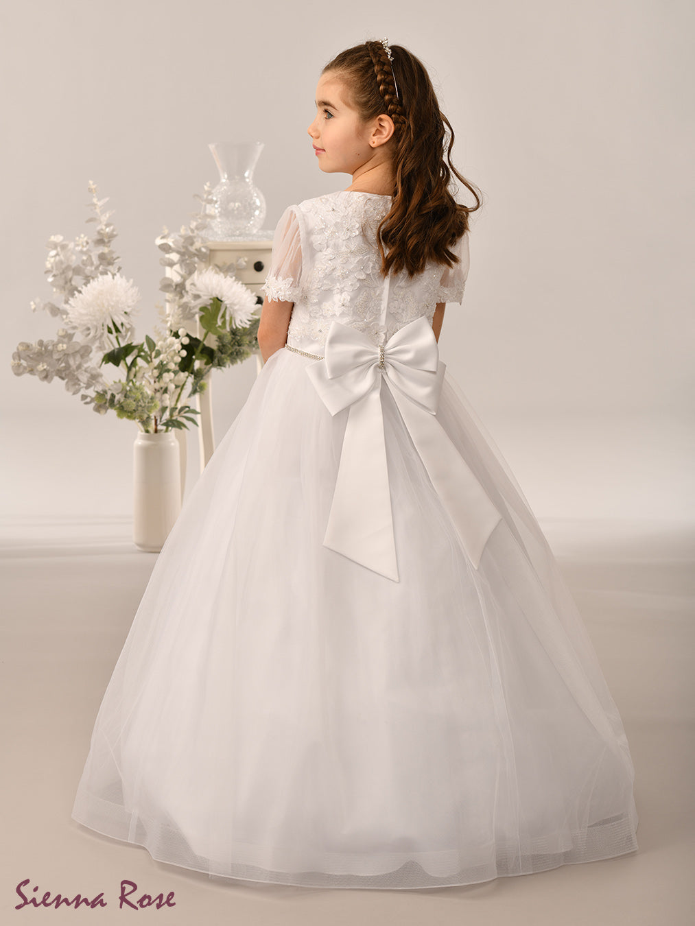 Sienna Rose By Sweetie Pie Girls White Communion Dress:- SR730