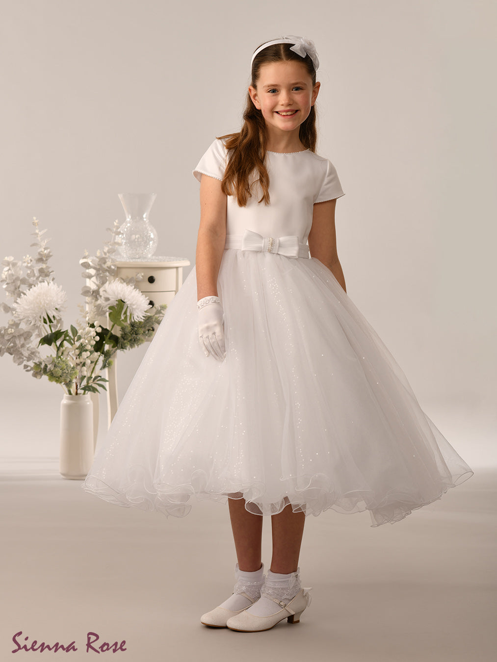 Sienna Rose By Sweetie Pie Girls White Communion Dress:- SR731