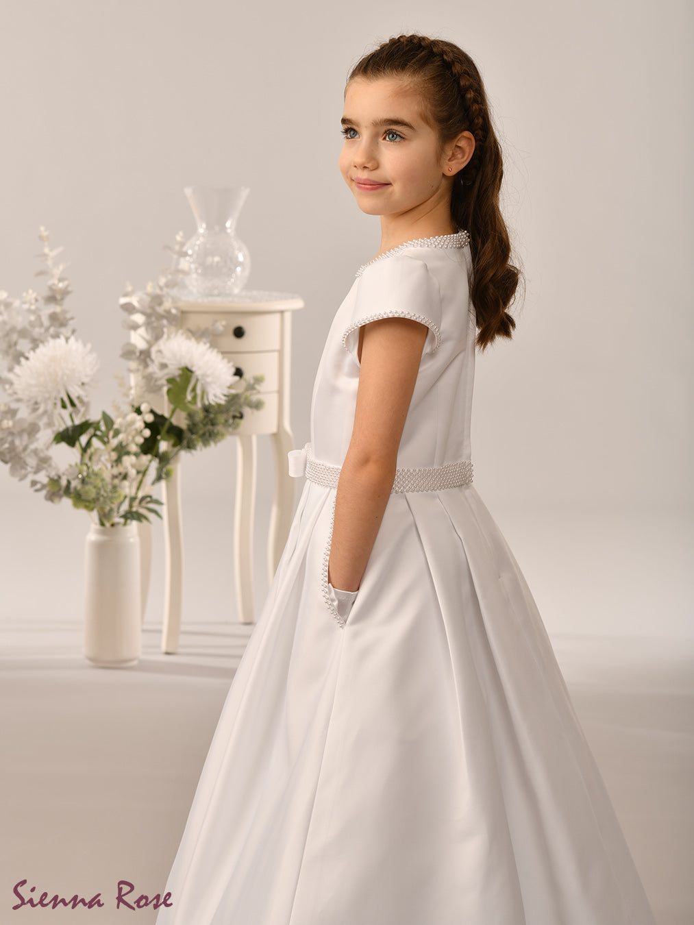 Sienna Rose By Sweetie Pie Girls White Communion Dress:- SR734