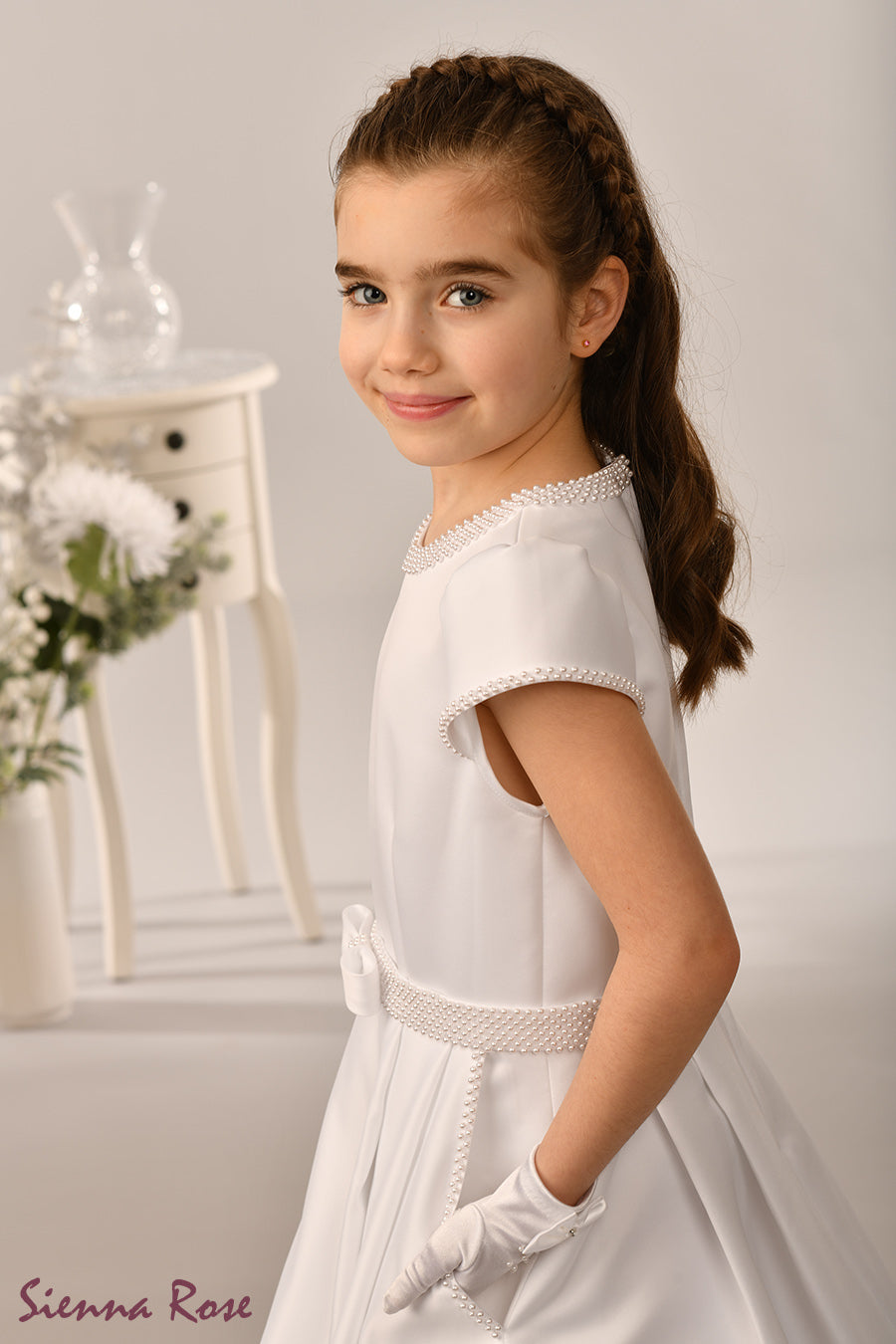 Sienna Rose By Sweetie Pie Girls White Communion Dress:- SR734