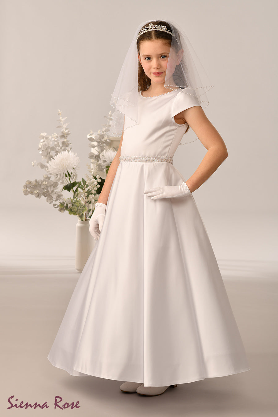 Sienna Rose By Sweetie Pie Girls White Communion Dress:- SR736