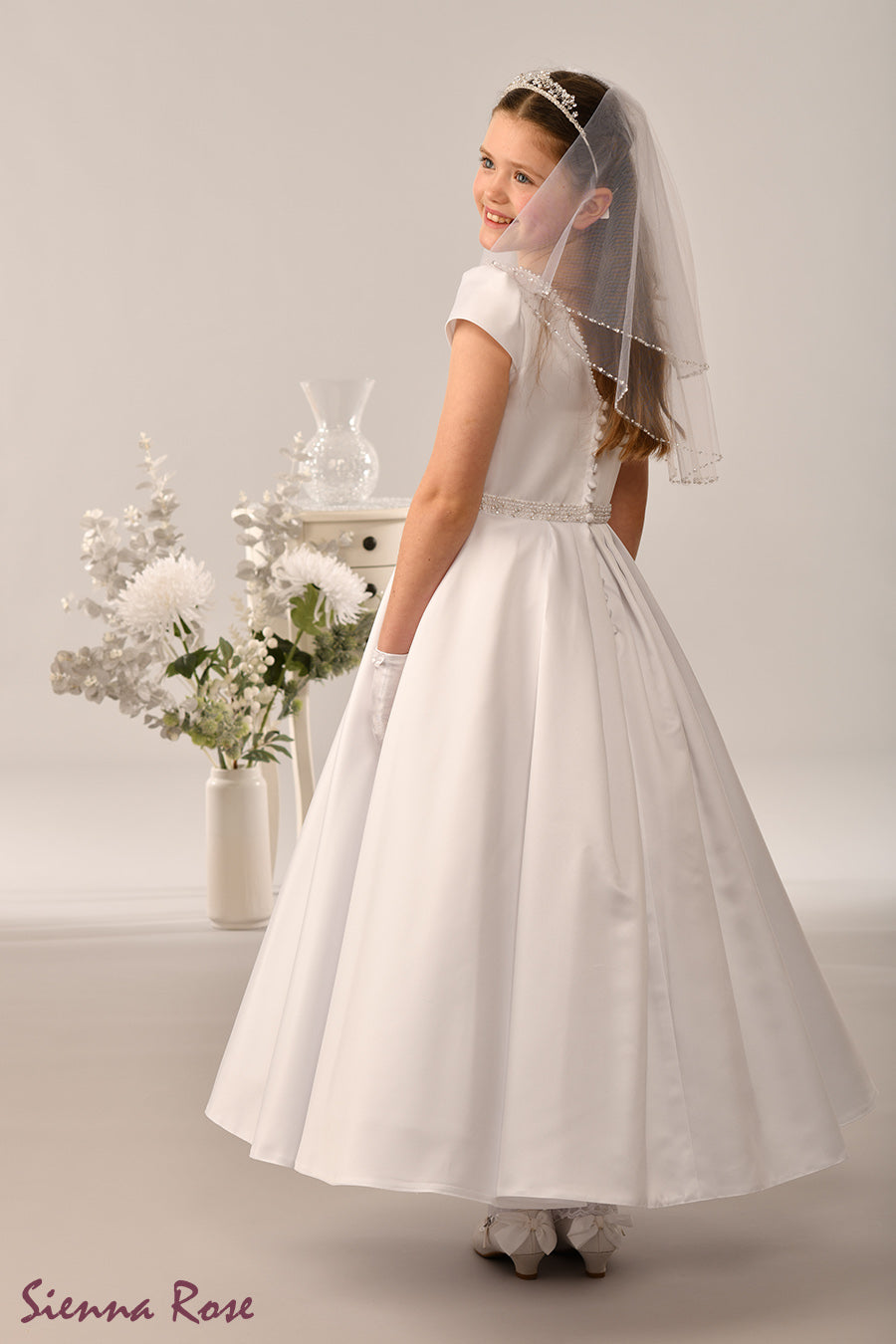 Sienna Rose By Sweetie Pie Girls White Communion Dress:- SR736