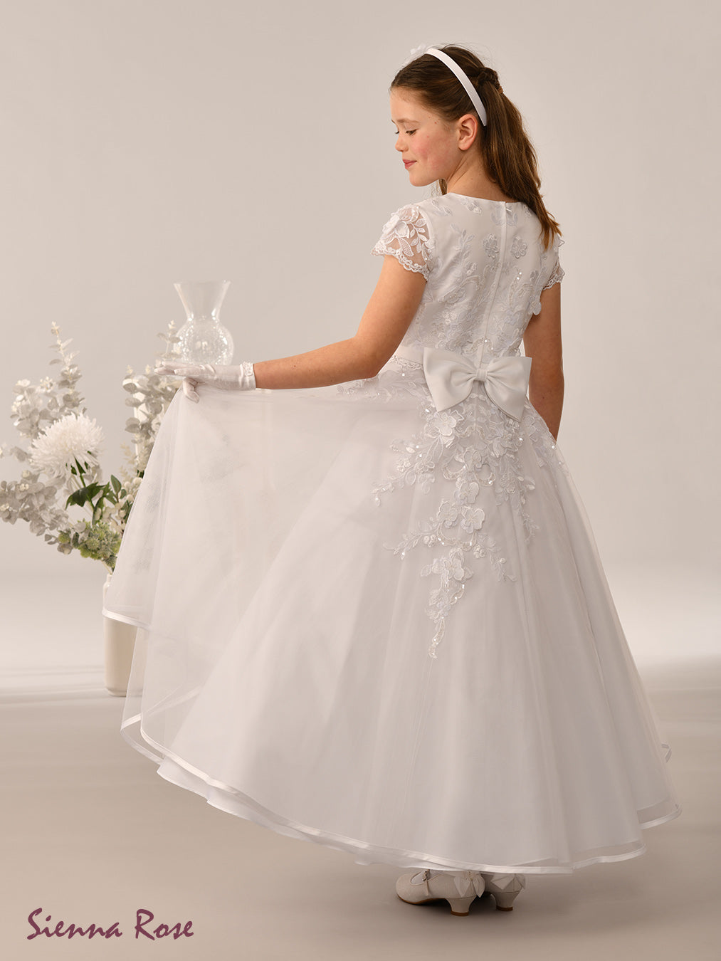 Sienna Rose By Sweetie Pie Girls White Communion Dress:- SR737