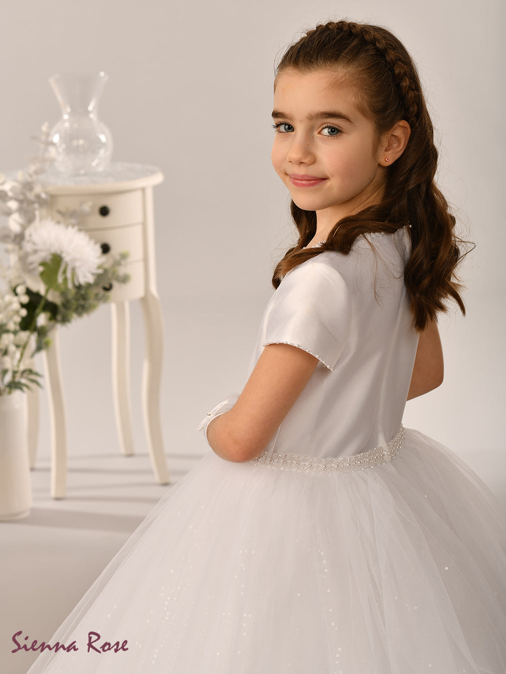 Sienna Rose By Sweetie Pie Girls White Communion Dress:- SR738