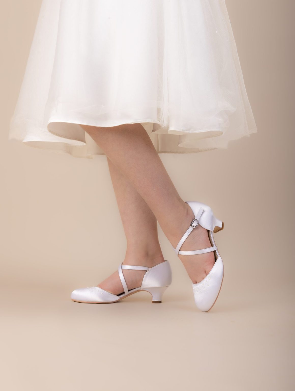 SALE SHOES Perfect Bridal White Communion Shoes:- Suki Heel