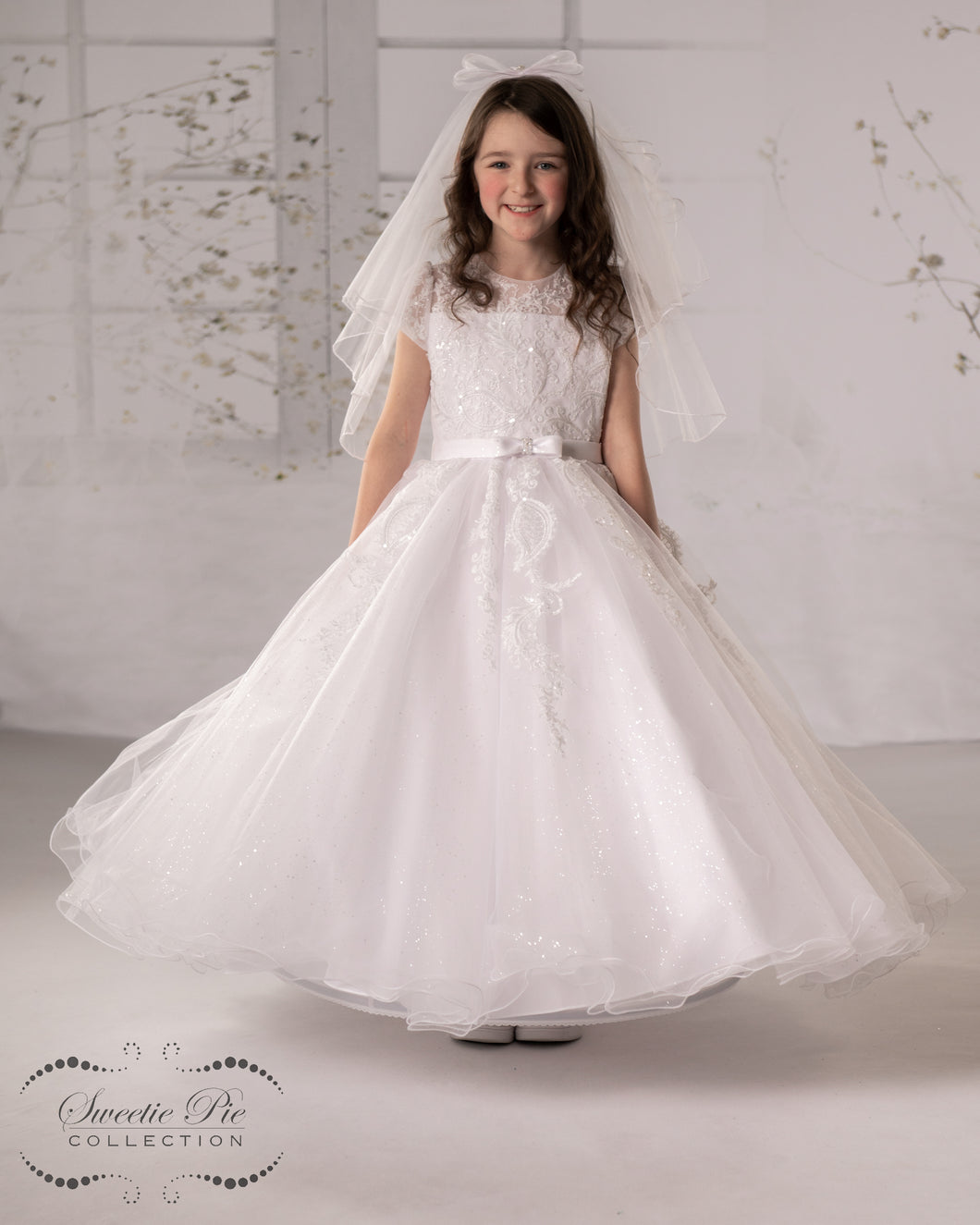 Sweetie Pie Girls White Communion Dress:- 4099