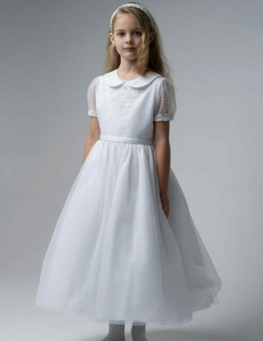 Paula's Communion Girls White Communion Dress:- PJ25