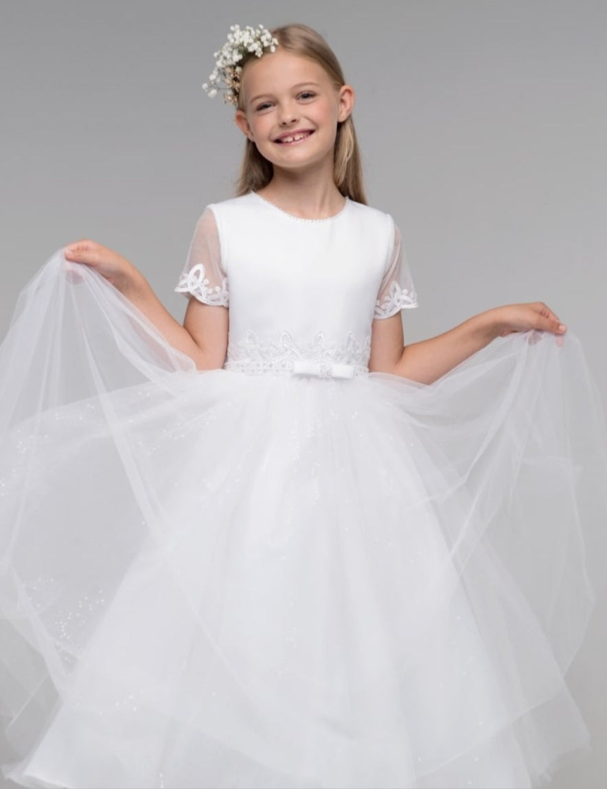 Paula's Communion Girls White Communion Dress:- PJ44