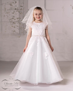Sweetie Pie Girls White Communion Dress:- SP302