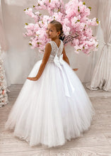 Load image into Gallery viewer, Crystal &amp; Pearl Kristine White Communion Dress (Tulle Skirt)
