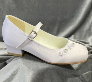 Celebrations Girls White Communion Shoes:- Christine Heel