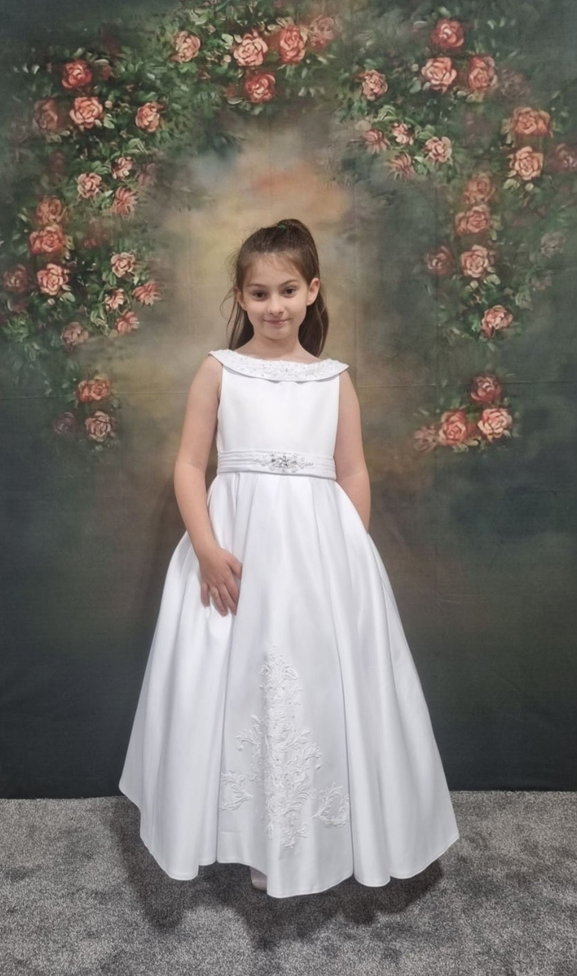 SALE COMMUNION DRESS Celebrations Girls White Communion Dress:- Rowan Age 7