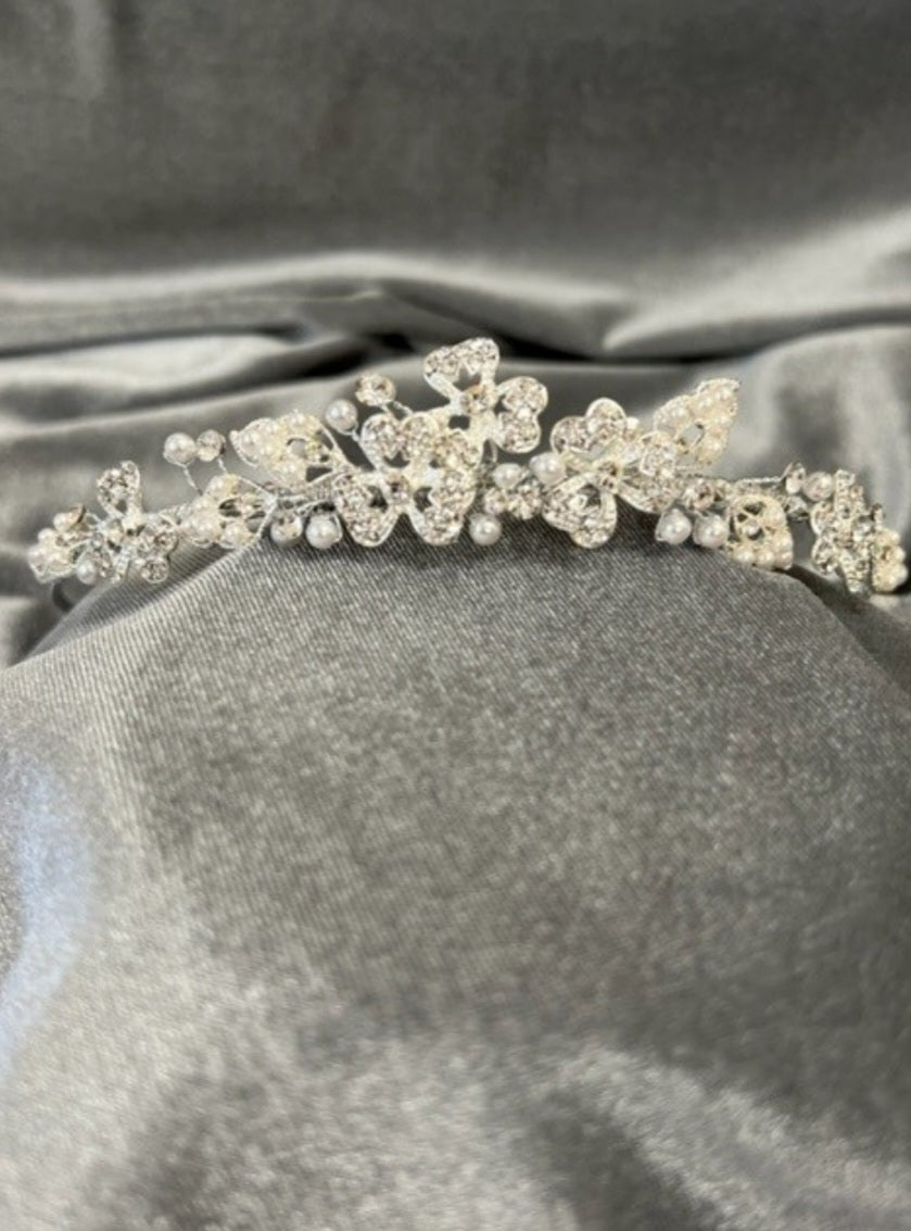 Celebrations Silver Crystal & Pearls Tiara CH118