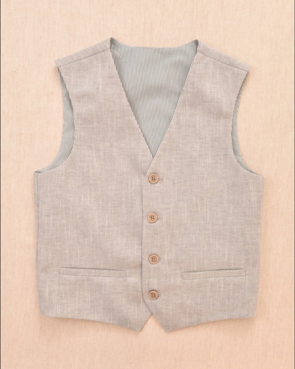 One Varones Boys Grey Linen Waistcoat:-10-10021 60