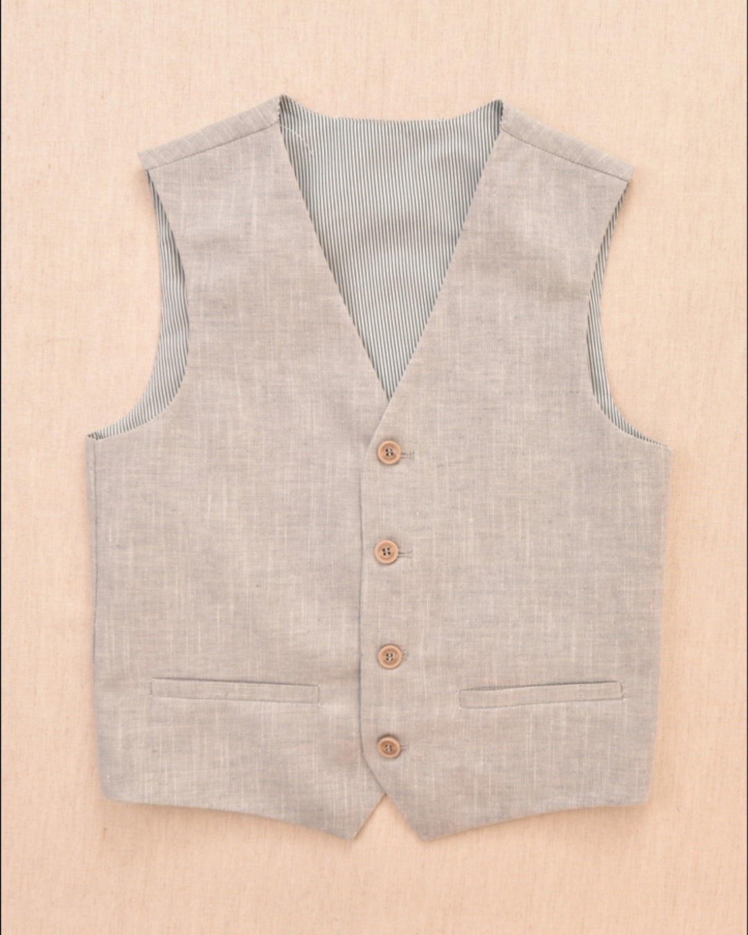 One Varones Boys Grey Linen Waistcoat:-10-10021 60