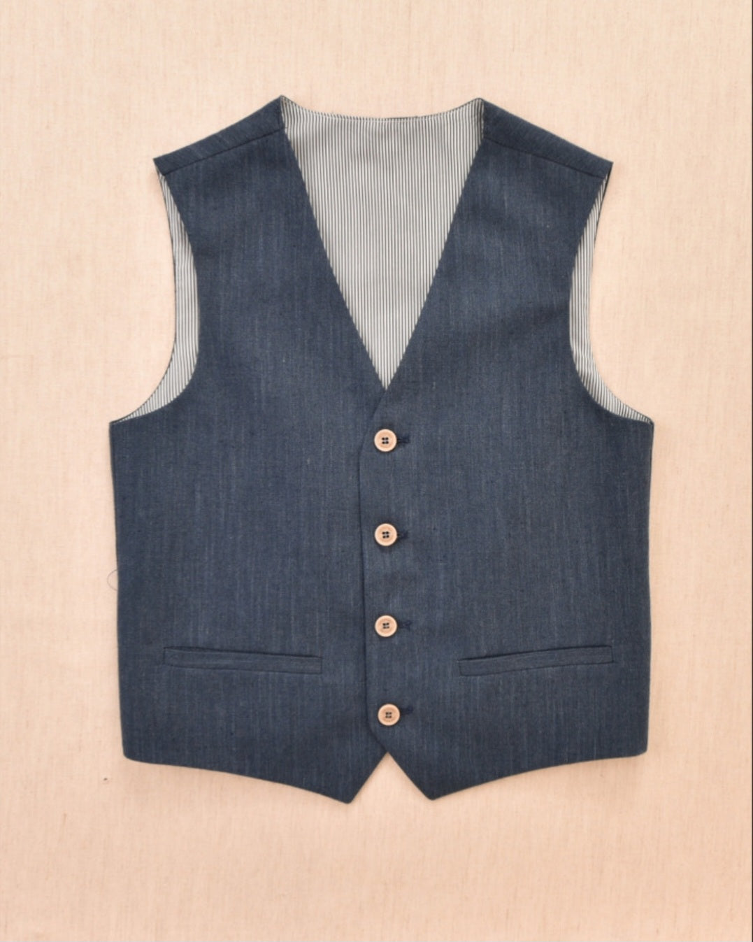 One Varones Boys Teal Linen Waistcoat:-10-10021 77