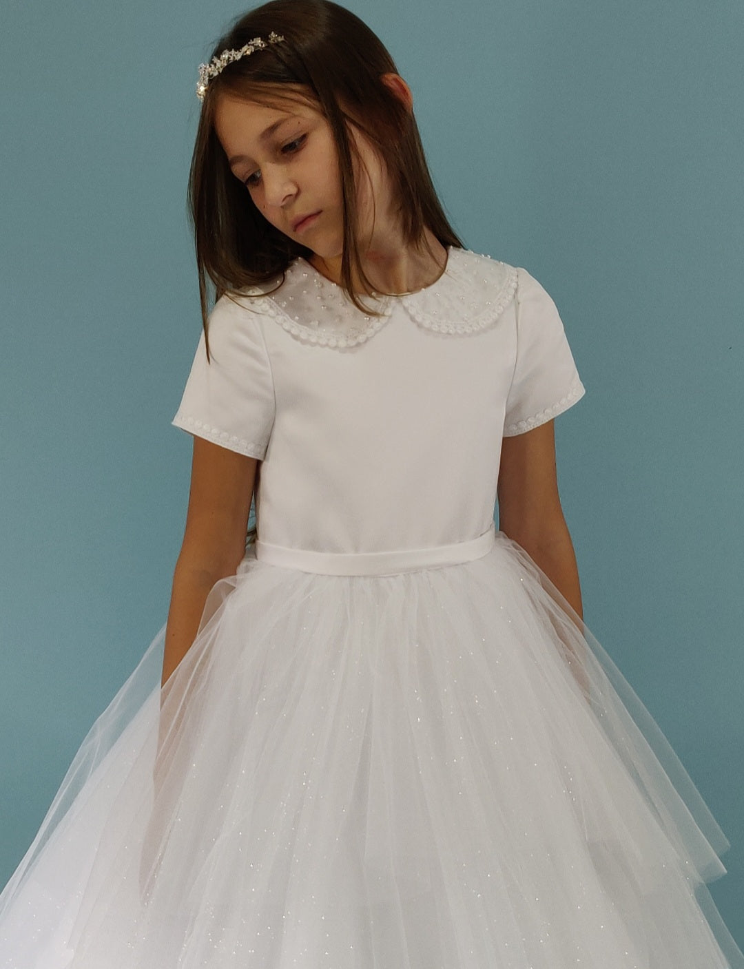 SALE COMMUNION DRESS Linzi Jay Girls White Communion Dress:- Rome