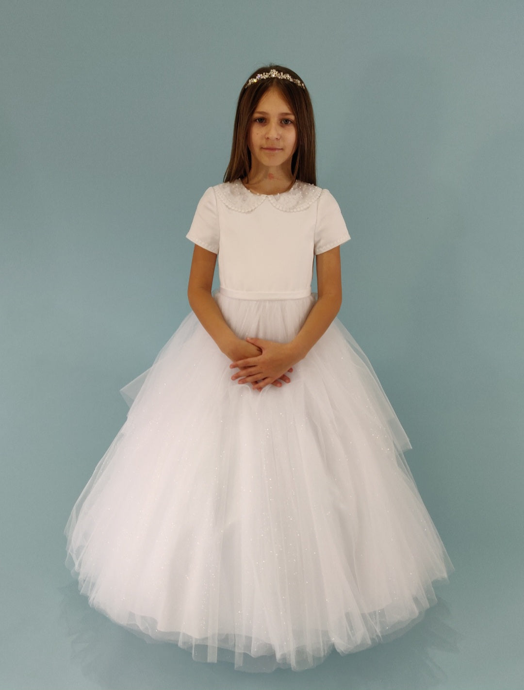 SALE COMMUNION DRESS Linzi Jay Girls White Communion Dress:- Rome