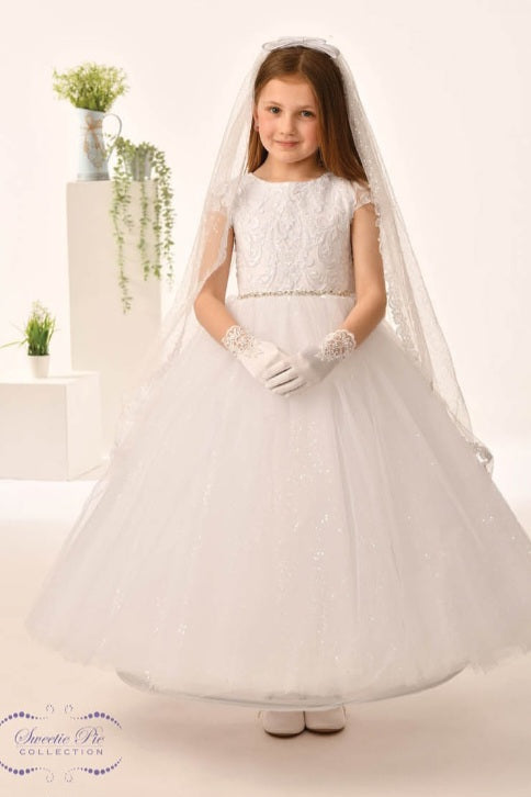 Sweetie Pie Girls White Communion Dress:- 5019